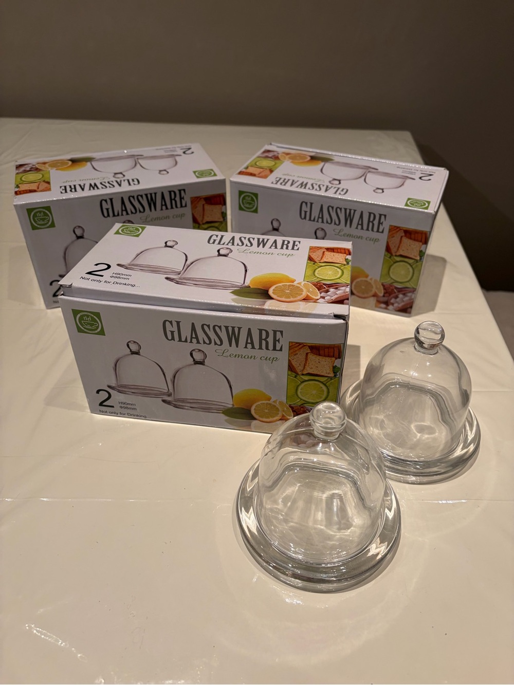 Glassware Lemon Cup Dome Set - Clear Glass